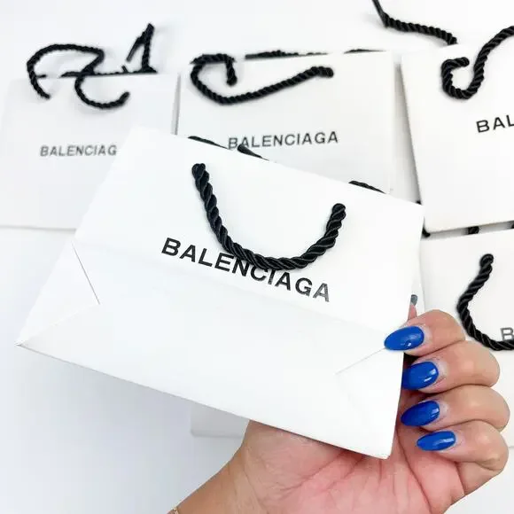 Lot of 6 Small Balenci Mini Party Favor Gift Bags White - Picture 4 of 6